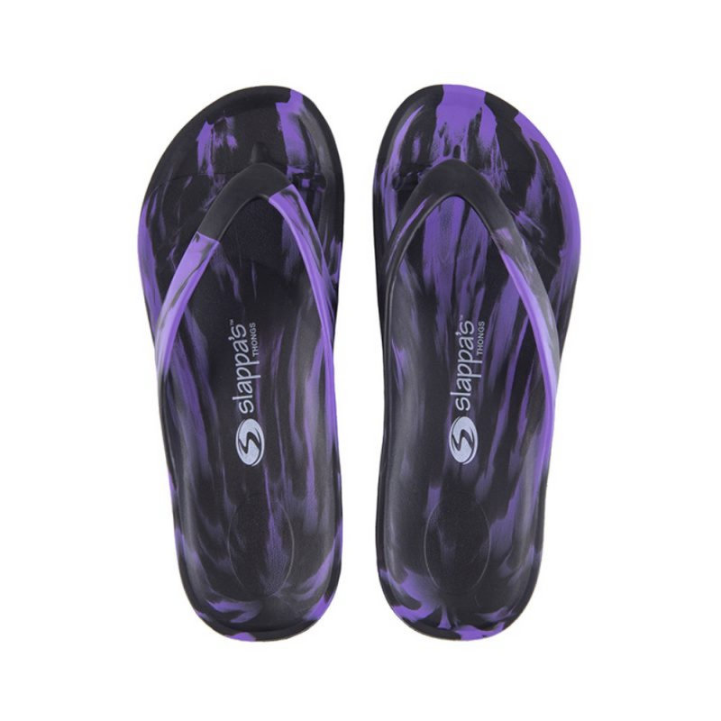 Load image into Gallery viewer, SLAPPA'S THONGS BLACK &amp; PURPLE [SZ:41]
