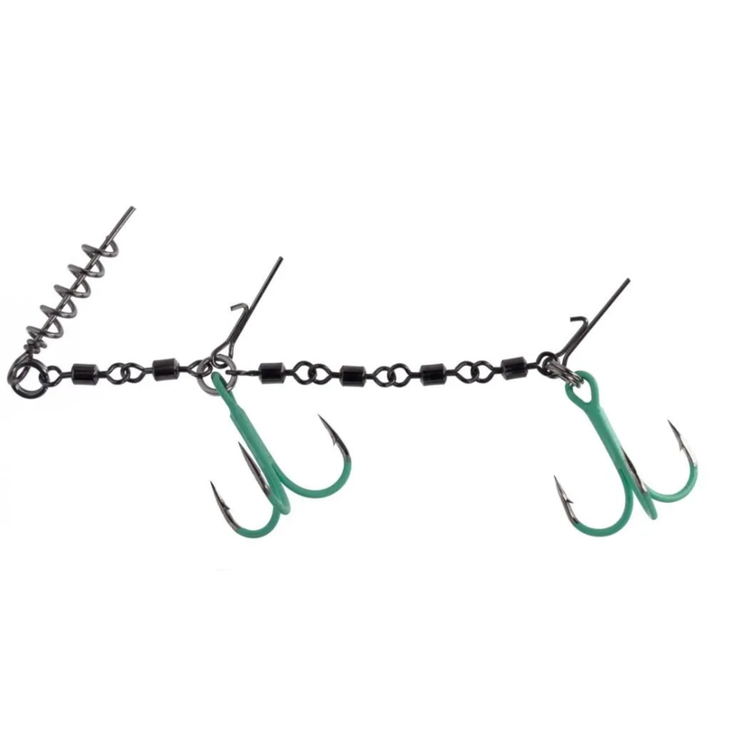 Load image into Gallery viewer, MIKADO JAWS EVO STINGER RIG [SZ:DOUBLE FLURO]
