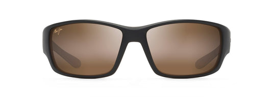 MAUI JIM LOCAL KINE SUNGLASSES MATTE DARK TRANSPARENT BROWN WITH TAN AND CREAM THIN GLASS HCL BRONZE 