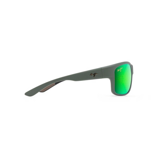 MAUI JIM SOUTHERN CROSS SUNGLASSES SOFT MATTE KHAKI WITH BROWN AND BLACK THIN GLASS MAUI GREEN