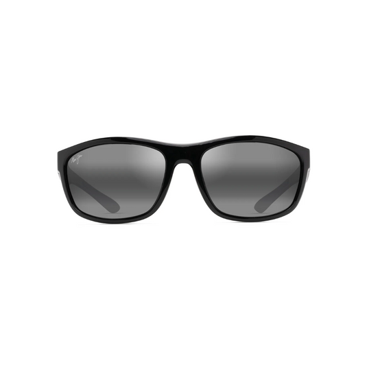 MAUI JIM NUU LANDING GLOSS BLACK W/ BLACK RUBBER THIN GLASS GREY