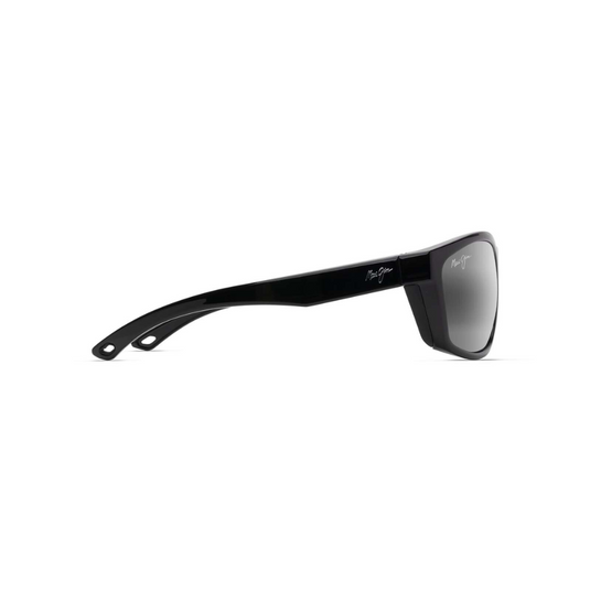 MAUI JIM NUU LANDING GLOSS BLACK W/ BLACK RUBBER THIN GLASS GREY