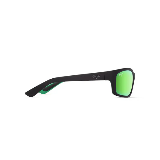 MAUI JIM KANAIO COAST SUNGLASSES MATTE BLACK/GREEN THIN GLASS MAUIGREEN