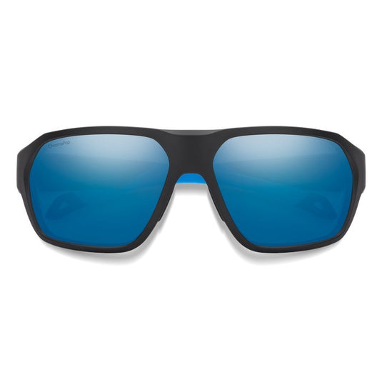 SMITHS OPTICS DECKBOSS MATT BLACK/BLUE CHROMAPOP GLASS POLARIZED BLUE MIRROR 