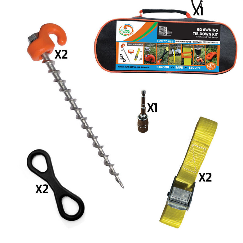 Load image into Gallery viewer, GROUND DOGS AWNING TIE DOWN KIT TO SUITE FIAMMA &amp; THULE
