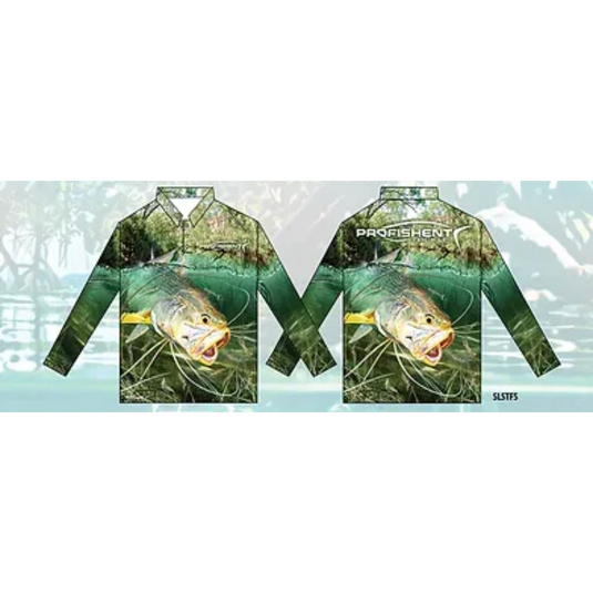 PROFISHENT SUBLIMATED LONG SLEEVED SHIRT THREADFIN SALMON [CLR:GREEN SZ:X-SMALL]