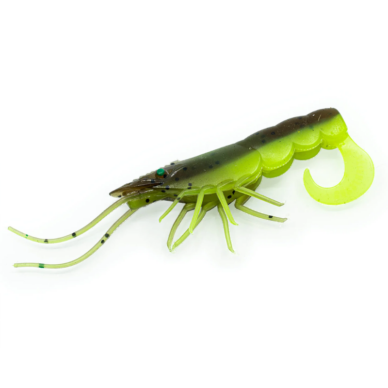 Load image into Gallery viewer, CHASEBAITS CURLY PRAWN [SZ:60MM CLR:06 LIME TIGER]
