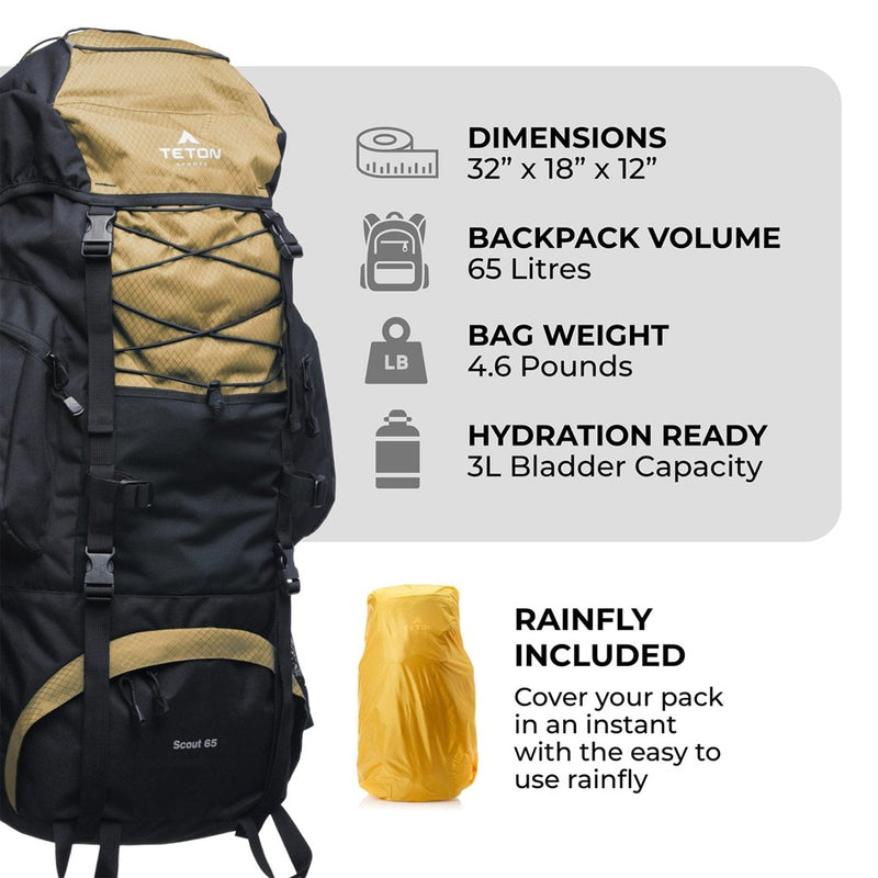 Load image into Gallery viewer, TETON SCOUT 65L BACKPACK BLACK [CLR:BLACK]
