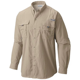 COLUMBIA BAHAMA II LONG SLEEVE SHIRT MENS [CLR:FOSSIL SZ:SMALL]