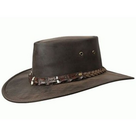 BARMAH OUTBACK CROCODILE HAT - 3 TEETH [CLR:BROWN SZ:MEDIUM]