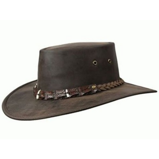 BARMAH OUTBACK CROCODILE HAT - 3 TEETH [CLR:BROWN SZ:MEDIUM]