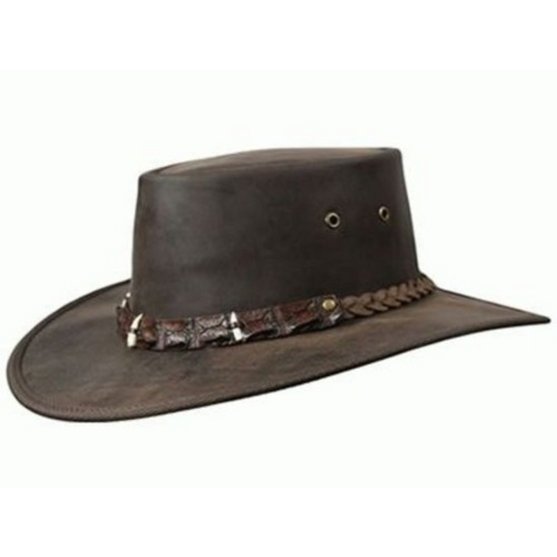 Load image into Gallery viewer, BARMAH OUTBACK CROCODILE HAT - 3 TEETH [CLR:BROWN SZ:X-LARGE]
