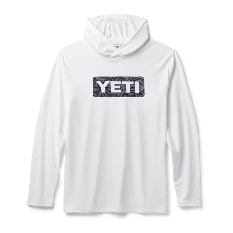 Load image into Gallery viewer, YETI WAVE LOGO BADGE HOODED LS SHIRT [CLR:WHITE SZ:SMALL]
