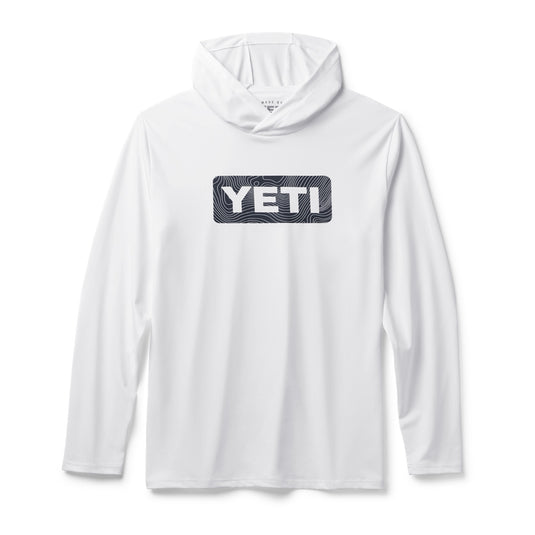 YETI WAVE LOGO BADGE HOODED LS SHIRT [CLR:WHITE SZ:MEDIUM]