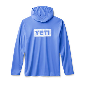 YETI WAVE LOGO BADGE HOODED LS SHIRT [CLR:OFFSHORE BLUE SZ:SMALL]