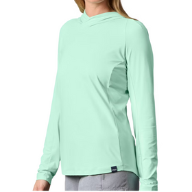 YETI HOODED ULTRA LIGHTWEIGHT SUNSHIRT WOMENS [CLR:ICE BLUE SZ:SMALL]