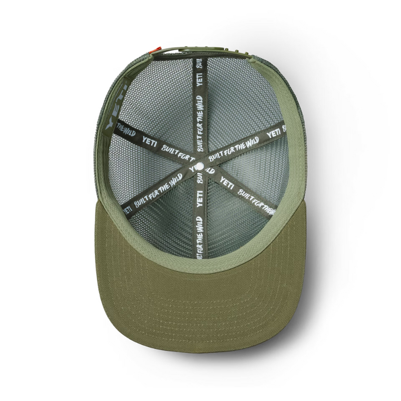Load image into Gallery viewer, YETI VELCRO BADGE FLAT BRIM MESH HAT OLIVE 
