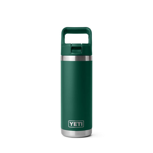 YETI RAMBLER BOTTLE 18oz 532ml WITH STRAW CAP [CLR:BLACK FOREST GREEN]