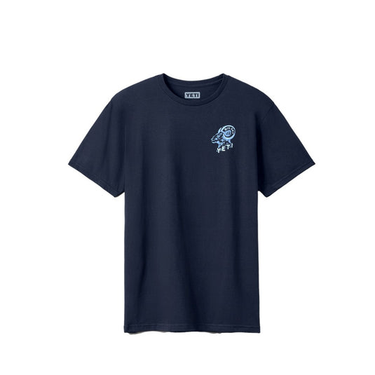 YETI BIG SKY BIGHORN SHORT SLEEVED T-SHIRT NAVY [SZ:LARGE]