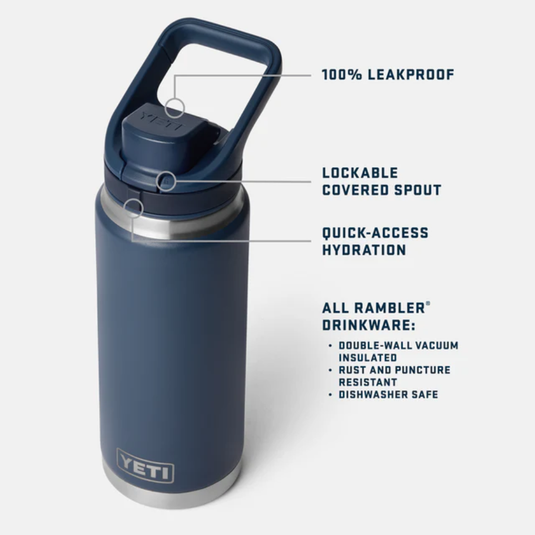 YETI RAMBLER BOTTLE 26oz 760ml WITH FLIP CHUG CAP [CLR:BLACK]