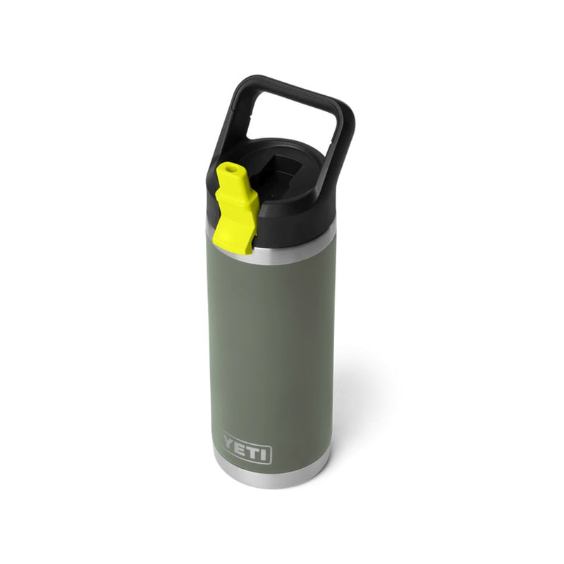 Load image into Gallery viewer, YETI RAMBLER BOTTLE 18oz 532ml WITH STRAW CAP [CLR:CAMP GREEN/FIREFLY YELLOW]
