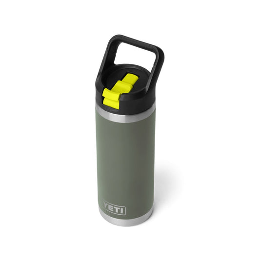 YETI RAMBLER BOTTLE 18oz 532ml WITH STRAW CAP [CLR:CAMP GREEN/FIREFLY YELLOW]