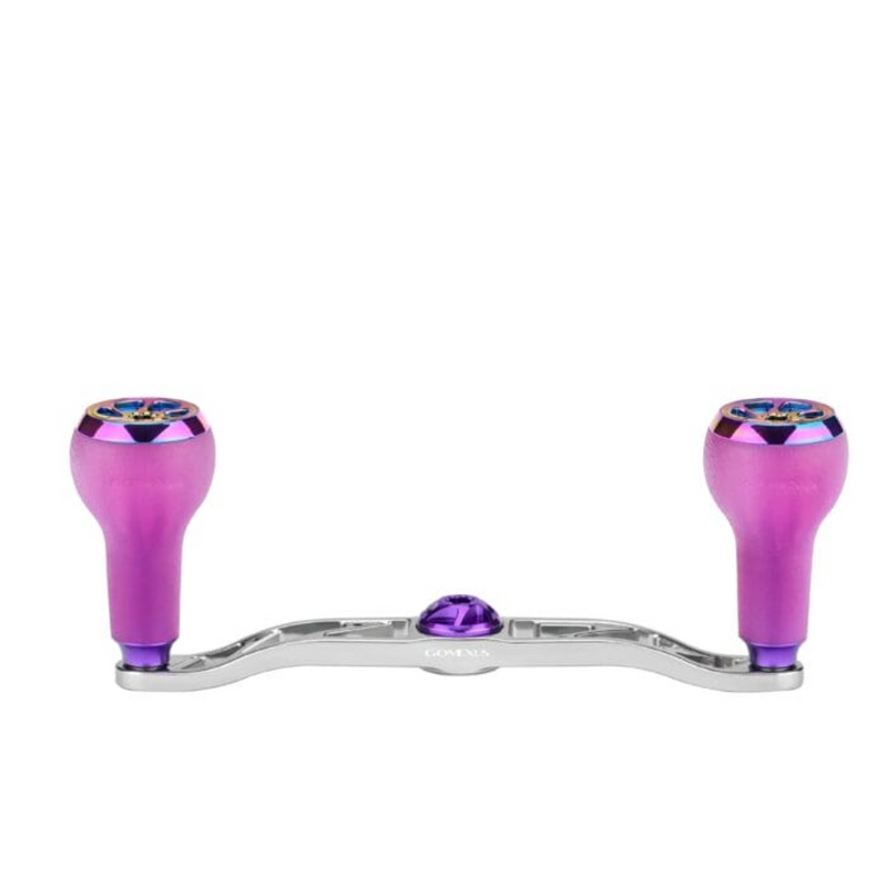 Load image into Gallery viewer, GOMEXUS 100MM ALUMINIUM BAITCAST HANDLE TPE 27MM [SZ:8X5 SILVER CLR:COLOUR CHANGE PURPLE/ PUR]
