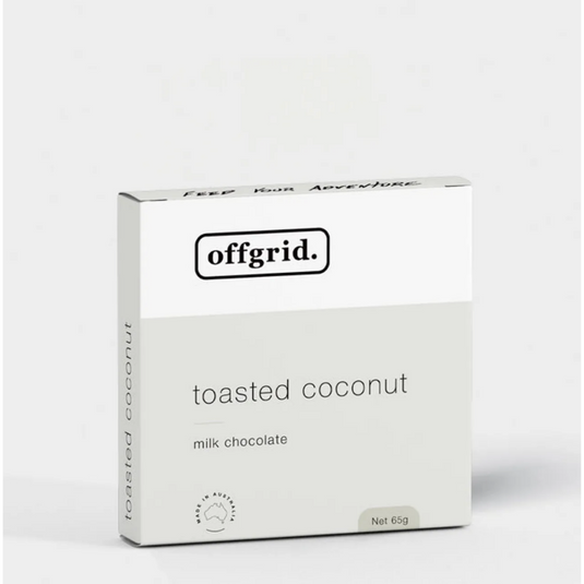 OFFGRID MILK CHOCOLATE TOASTED COCONUT 65 GRAMS