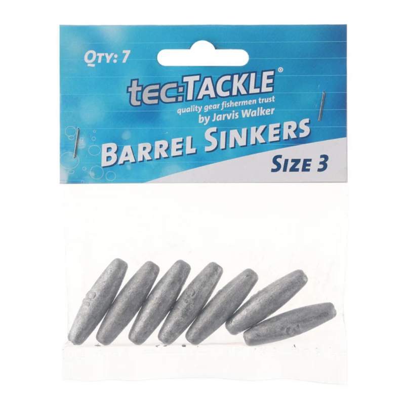 Load image into Gallery viewer, JARVIS WALKER TEC TACKLE BARREL SINKER [SZ:#3 PS:7 PACK]
