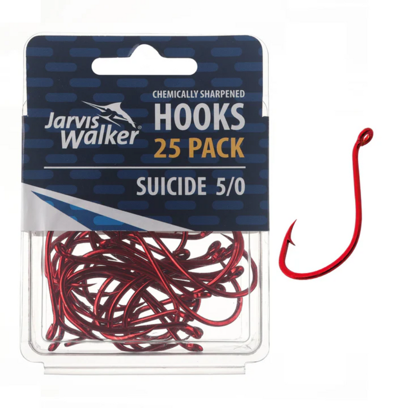 Load image into Gallery viewer, JARVIS WALKER RED SUICIDE HOOKS [SZ:#6/0 PS:25 PACK]
