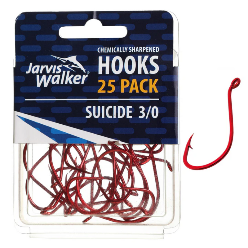 Load image into Gallery viewer, JARVIS WALKER RED SUICIDE HOOKS [SZ:#3/0 PS:25 PACK]
