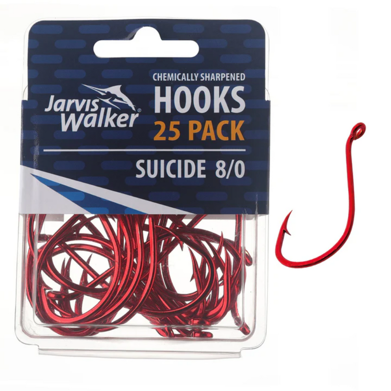 Load image into Gallery viewer, JARVIS WALKER RED SUICIDE HOOKS [SZ:#8/0 PS:25 PACK]
