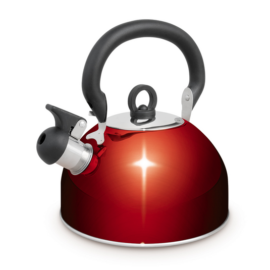CAMPFIRE STAINLESS STEEL WHISTLING KETTLE 4LT RED