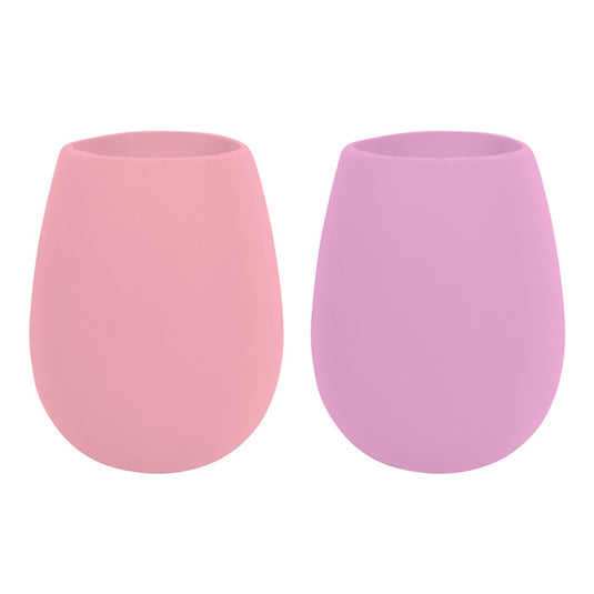 AVANTI SILICONE STEMLESS WINE GLASS SET OF 2 [CLR:PINK / MAGENTA]