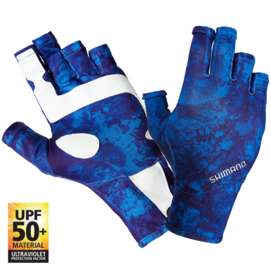 SHIMANO SUN GLOVES [CLR:WATER CAMO SZ:MEDIUM]