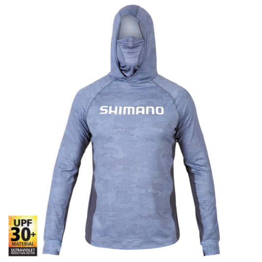 SHIMANO HOODED LONG SLEEVED TECH TEE [CLR:GREY DOT CAMO SZ:3X-LARGE]