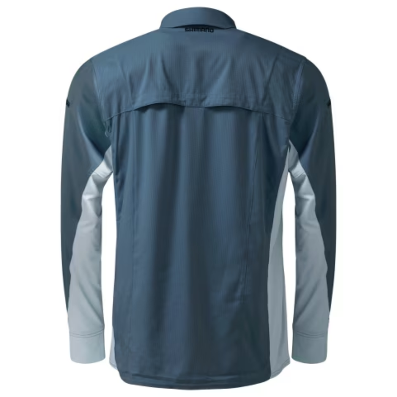 Load image into Gallery viewer, SHIMANO PRO STRETCH VENTED MENS FISHING SHIRT UPF50+ [CLR:NAVY SZ:SMALL]
