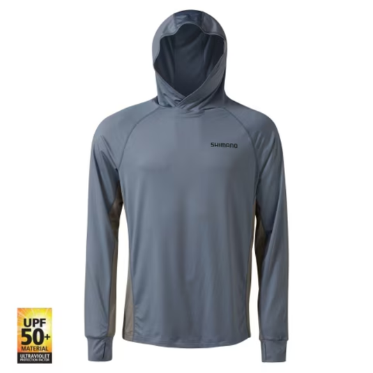 SHIMANO HOODED LONG SLEEVE TECH TEE CORPORATE COOL GREY [SZ:SMALL]