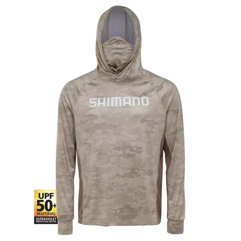 Load image into Gallery viewer, SHIMANO HOODED LONG SLEEVED TECH TEE [CLR:OATMEAL DOT CAMO SZ:SMALL]
