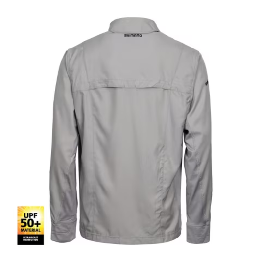 SHIMANO PRO STRETCH VENTED MENS FISHING SHIRT UPF50+ [CLR:PALOMA GREY SZ:LARGE]