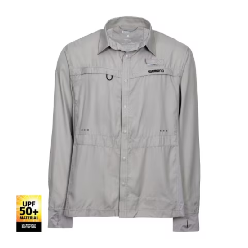 Load image into Gallery viewer, SHIMANO PRO STRETCH VENTED MENS FISHING SHIRT UPF50+ [CLR:PALOMA GREY SZ:X-LARGE]
