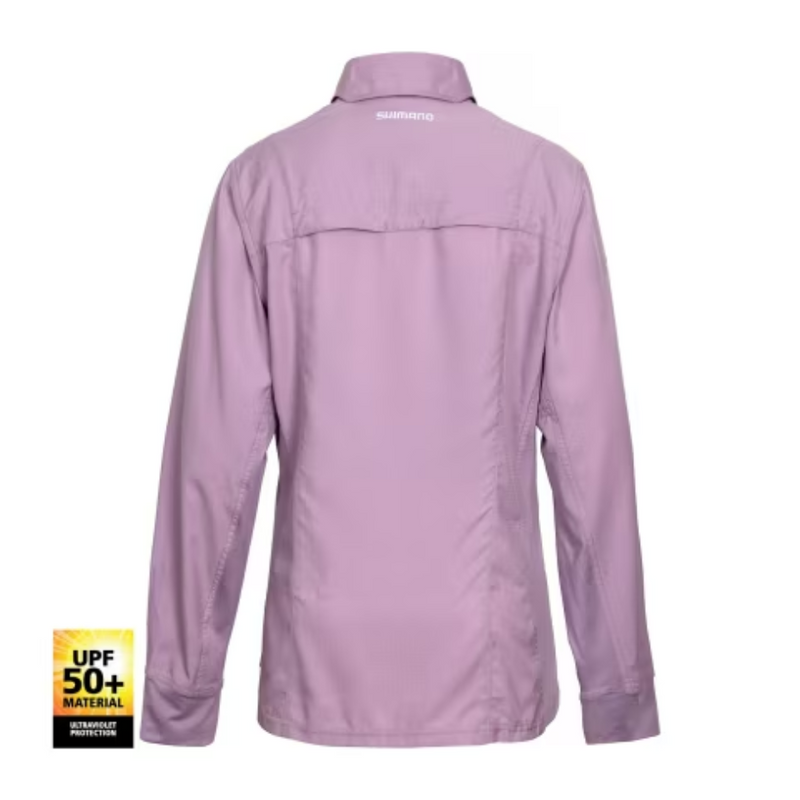 Load image into Gallery viewer, SHIMANO PRO STRETCH VENTED LADIES FISHING SHIRT UPF50+ [CLR:ORCHID HUSH SZ:8]
