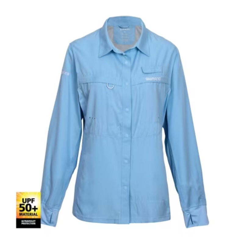 Load image into Gallery viewer, SHIMANO PRO STRETCH VENTED LADIES FISHING SHIRT UPF50+ [CLR:SKY BLUE SZ:8]
