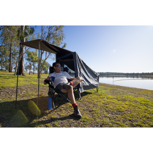 oztrail easy fold stretcher tent OZTRAIL BLOCKOUT EASY FOLD STRETCHER TENT SINGLE – Camping World Compleat Angler Darwin
