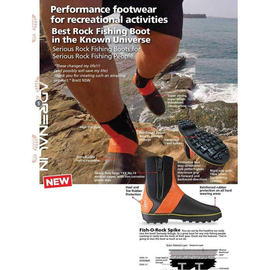 ADRENALIN FISH-O ROCK SPIKE BOOT XS 6