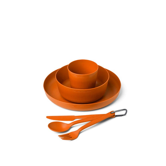 SEA TO SUMMIT CAMP DINNERWARE SET WITH MESH SACK 6 PIECES [CLR:BURNT ORANGE]