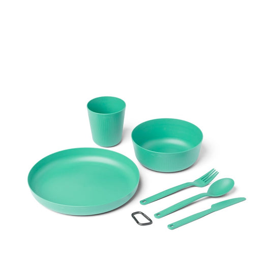 SEA TO SUMMIT CAMP DINNERWARE SET WITH MESH SACK 6 PIECES [CLR:CABBAGE LIGHT GREEN]