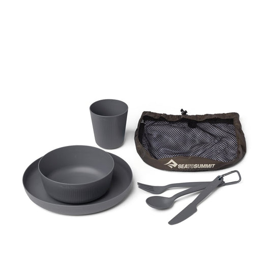 SEA TO SUMMIT CAMP DINNERWARE SET WITH MESH SACK 6 PIECES [CLR:CHARCOAL]
