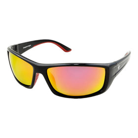 COMPLEAT ANGLER PREMIUM POLARISED  SUNGLASSES GLOSS BLACK FRAME RED REVO LENS