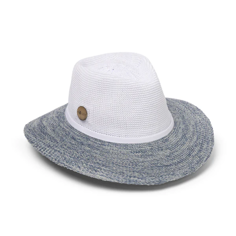 Load image into Gallery viewer, EVOKE ASTON FEDORA EV050 [CLR:WHITE/LT BLUE SZ:56CM SMALL/MEDIUM]

